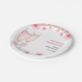 Pink Bow Floral Petals and Prosecco Bridal Shower  ペーパープレート (アングル)