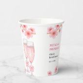 Pink Bow Floral Petals and Prosecco Bridal Shower 紙コップ (左)