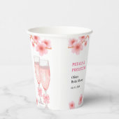 Pink Bow Floral Petals and Prosecco Bridal Shower 紙コップ (右)