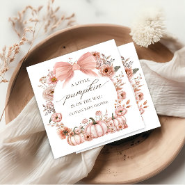 Pink Bow Floral Pumpkin Baby Shower Napkins スタンダードカクテルナプキン
