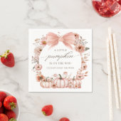 Pink Bow Floral Pumpkin Baby Shower Napkins スタンダードカクテルナプキン (インサイチュ)