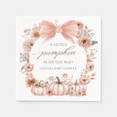 Pink Bow Floral Pumpkin Baby Shower Napkins スタンダードカクテルナプキン (正面)
