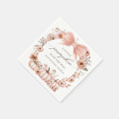 Pink Bow Floral Pumpkin Baby Shower Napkins スタンダードカクテルナプキン (角)
