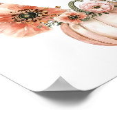 Pink Bow Floral Pumpkin Birthday Welcome Poster ポスター (角)