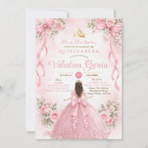 Pink Bow Floral Quinceañera Sweet 16