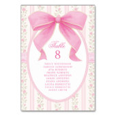 Pink Bow Floral Roses Seating Chart Table Number テーブルナンバー (正面)