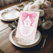 Pink Bow Floral Roses Seating Chart Table Number テーブルナンバー