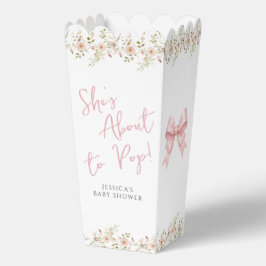 Pink Bow Floral Shes About to Pop Baby Popcorn フェイバーボックス