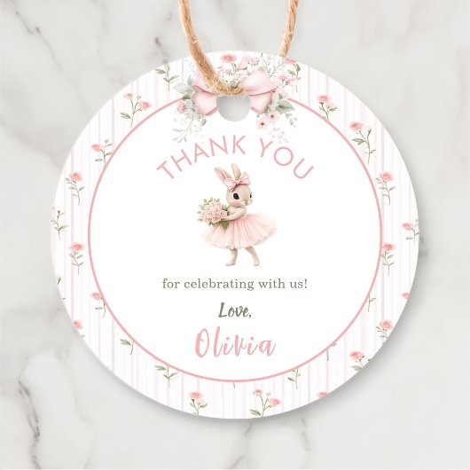 Pink Bow & Floral Some Bunny is One 1st Birthday フェイバータグ