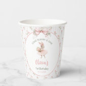 Pink Bow & Floral Some Bunny is One 1st Birthday 紙コップ (正面)