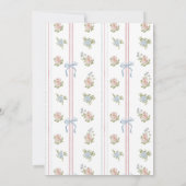 Pink Bow Floral Stripe Baby Shower 招待状 (裏面)