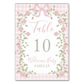 Pink Bow Floral Vines and Gingham  テーブルナンバー (裏面)