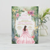 Pink Bow Forest Sage Green Dress Flower Mis Quince 招待状 (スタンド正面)