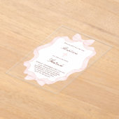  pink bow frame Baptism  アクリル招待状 (レイダウン)