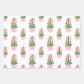 Pink Bow Ginger Jar Christmas Tree ラッピングペーパーシート (正面)