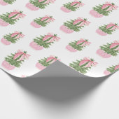 Pink Bow Ginger Jar Christmas Tree ラッピングペーパー (角)