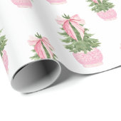 Pink Bow Ginger Jar Christmas Tree ラッピングペーパー (ロールコーナー)