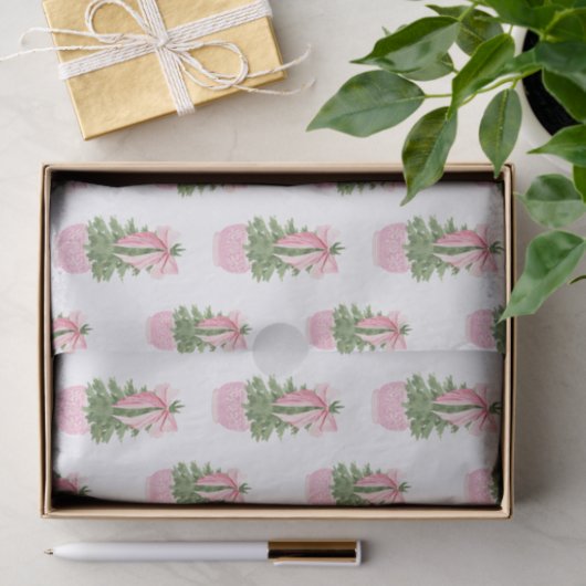 Pink Bow Ginger Jar Christmas Tree 薄葉紙 (ギフト)