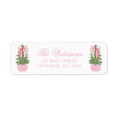 Pink Bow Ginger Jar Christmas Tree Address ラベル (正面)