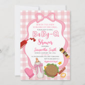 Pink Bow Gingham  Babyq baby shower invitation 招待状 (正面)