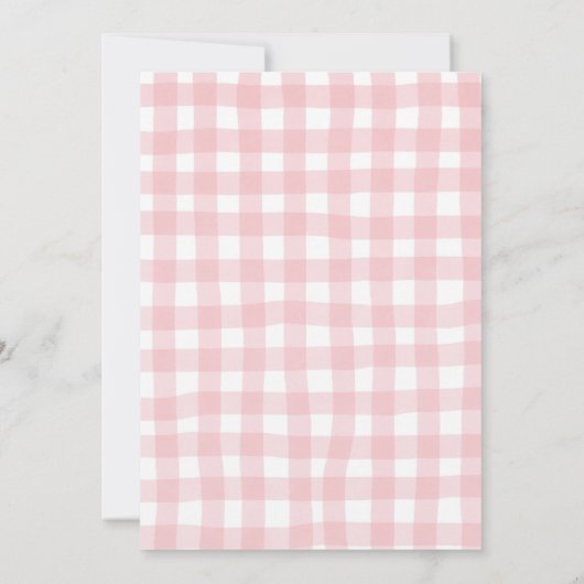 Pink Bow Gingham  Babyq baby shower invitation 招待状 (裏面)