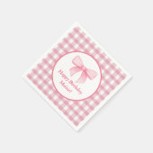 Pink Bow Gingham Napkin  スタンダードカクテルナプキン (角)