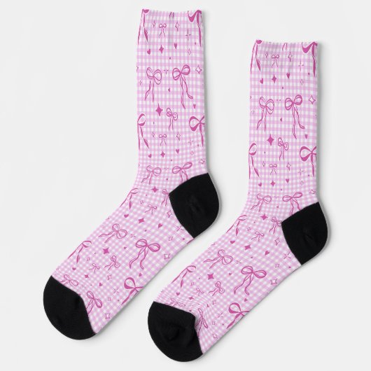 Pink Bow Gingham Socks ソックス (左)