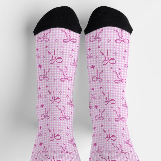 Pink Bow Gingham Socks ソックス (上部)