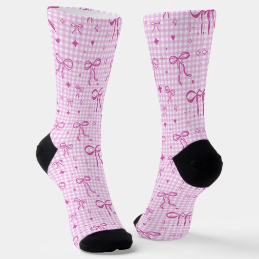 Pink Bow Gingham Socks ソックス (傾斜あり)