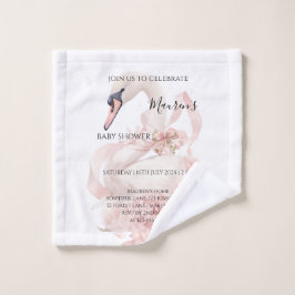 Pink Bow Girl Baby Shower  ウォッシュタオル