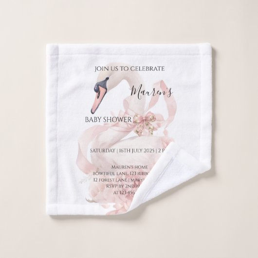 Pink Bow Girl Baby Shower  ウォッシュタオル (ウォッシュタオル)