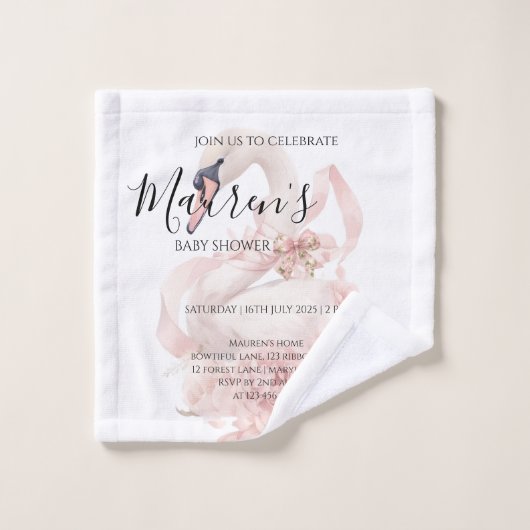 Pink Bow Girl Baby Shower  ウォッシュタオル (ウォッシュタオル)