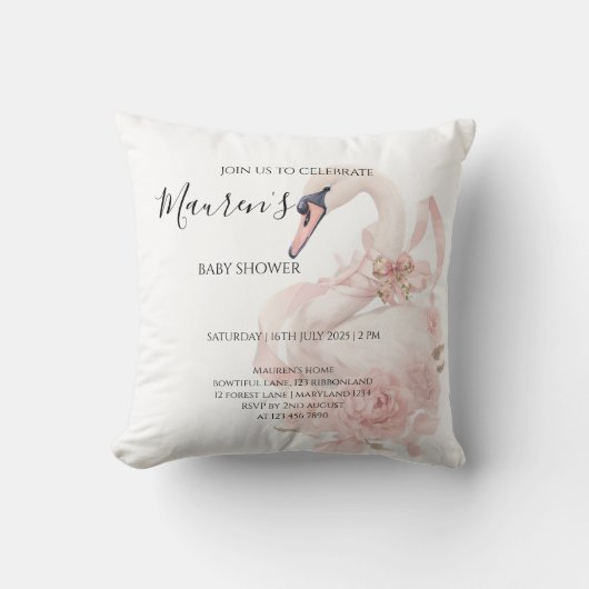 Pink Bow Girl Baby Shower  クッション (正面)