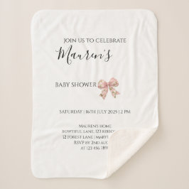 Pink Bow Girl Baby Shower  シェルパブランケット