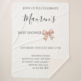 Pink Bow Girl Baby Shower  シェルパブランケット
