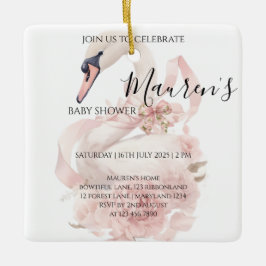 Pink Bow Girl Baby Shower  セラミックオーナメント