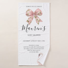 Pink Bow Girl Baby Shower  バスタオル