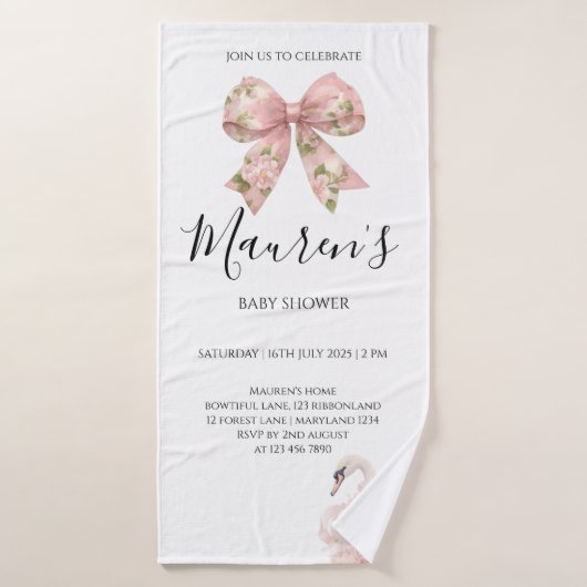 Pink Bow Girl Baby Shower バスタオル (バスタオル)