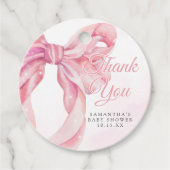 Pink Bow Girl Baby Shower フェイバータグ (正面)