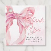 Pink Bow Girl Baby Shower フェイバータグ (正面)
