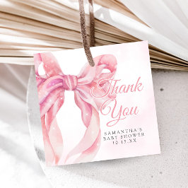 Pink Bow Girl Baby Shower フェイバータグ