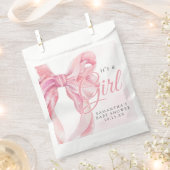 Pink Bow Girl Baby Shower フェイバーバッグ (クリップ留めされた状態)