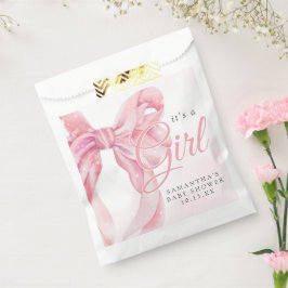 Pink Bow Girl Baby Shower フェイバーバッグ