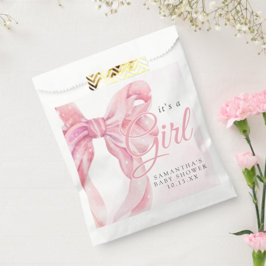 Pink Bow Girl Baby Shower フェイバーバッグ (封をした状態)
