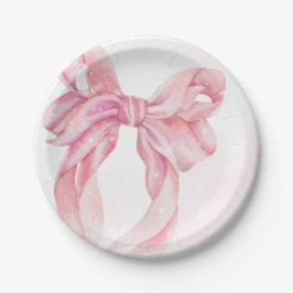 Pink Bow Girl Baby Shower ペーパープレート