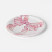 Pink Bow Girl Baby Shower ペーパープレート (アングル)