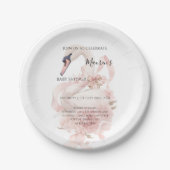 Pink Bow Girl Baby Shower ペーパープレート (正面)