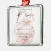 Pink Bow Girl Baby Shower  メタルオーナメント (左)