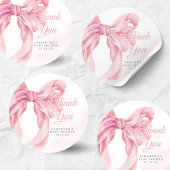 Pink Bow Girl Baby Shower ラウンドシール