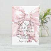 Pink Bow Girl Baby Shower 招待状 (スタンド正面)